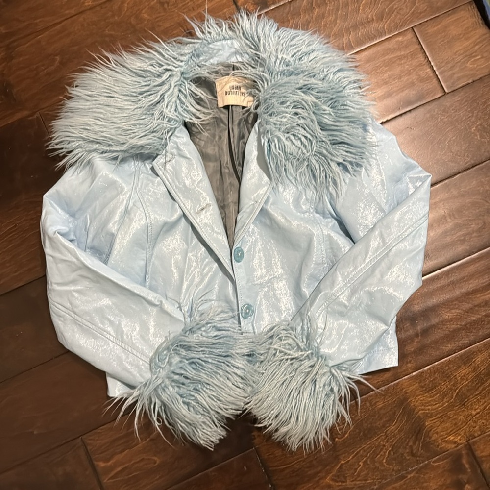 Faux fur blue jacket